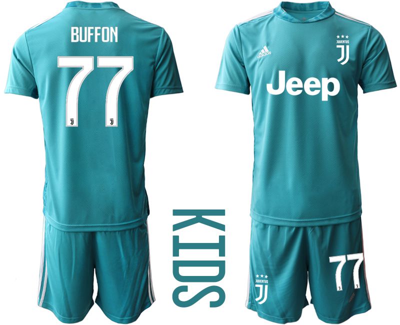 Youth 2020-2021 club Juventus lake blue goalkeeper #77 Soccer Jerseys->juventus jersey->Soccer Club Jersey